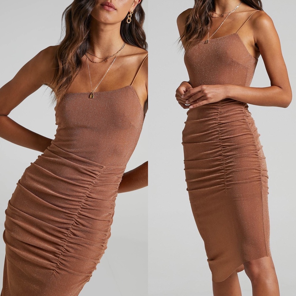 Brown Annelie Midi Dress - Showpo